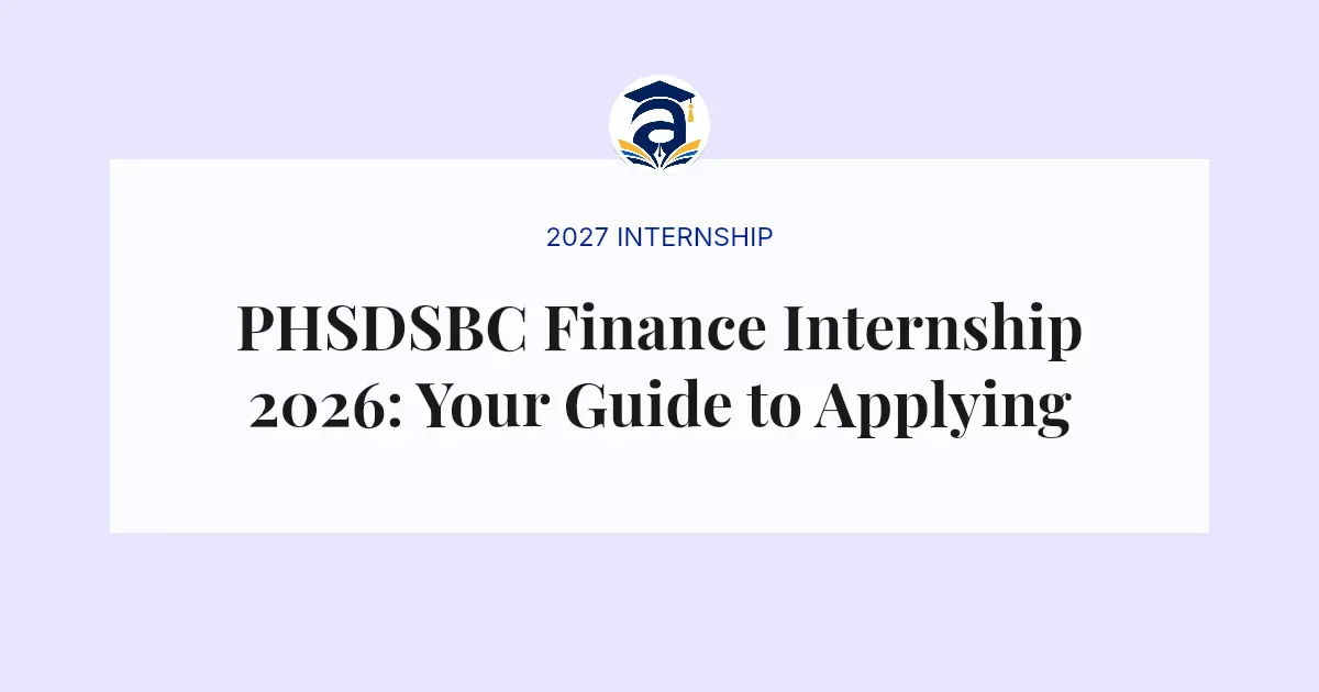 PHSDSBC Finance Internship 2026: Your Guide to Applying