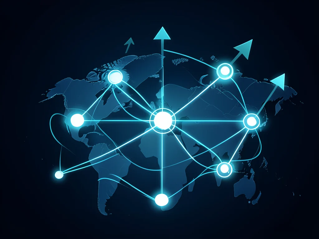 Abstract supply chain graphic with upward arrows, symbolizing logistics career growth.