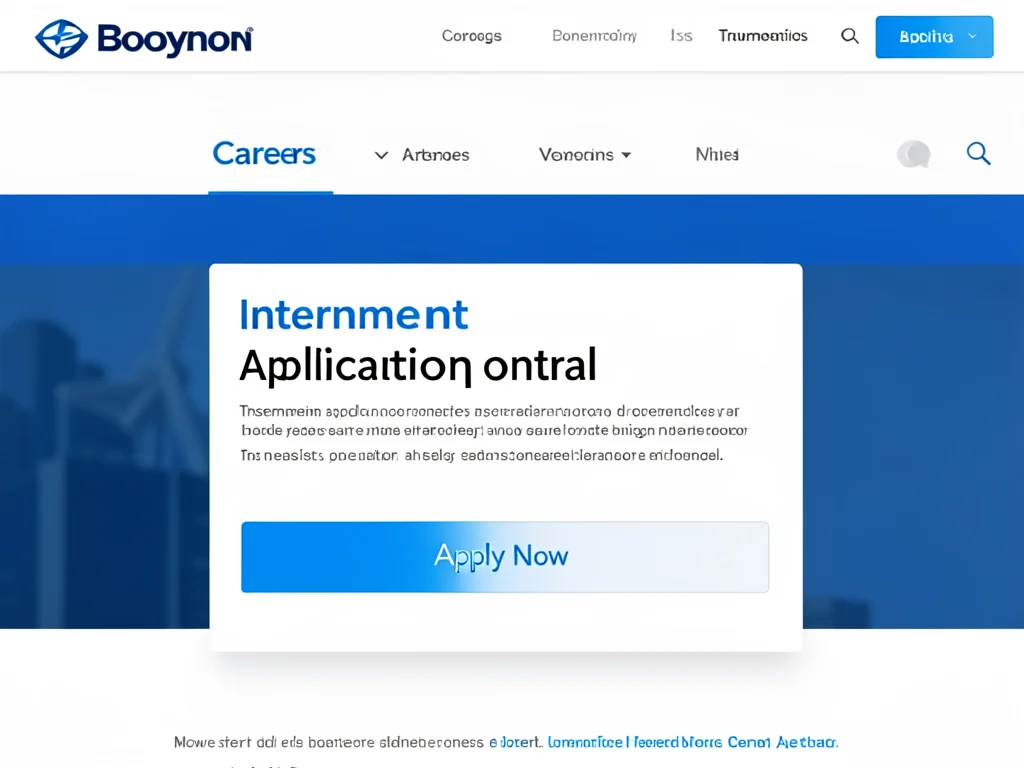 Screenshot of the Boeing careers page with the internship application highlighted.