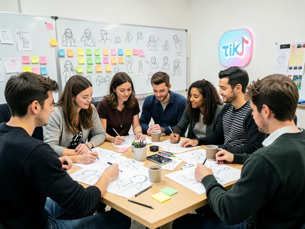 Product design interns collaborating on ideas in a modern office setting.