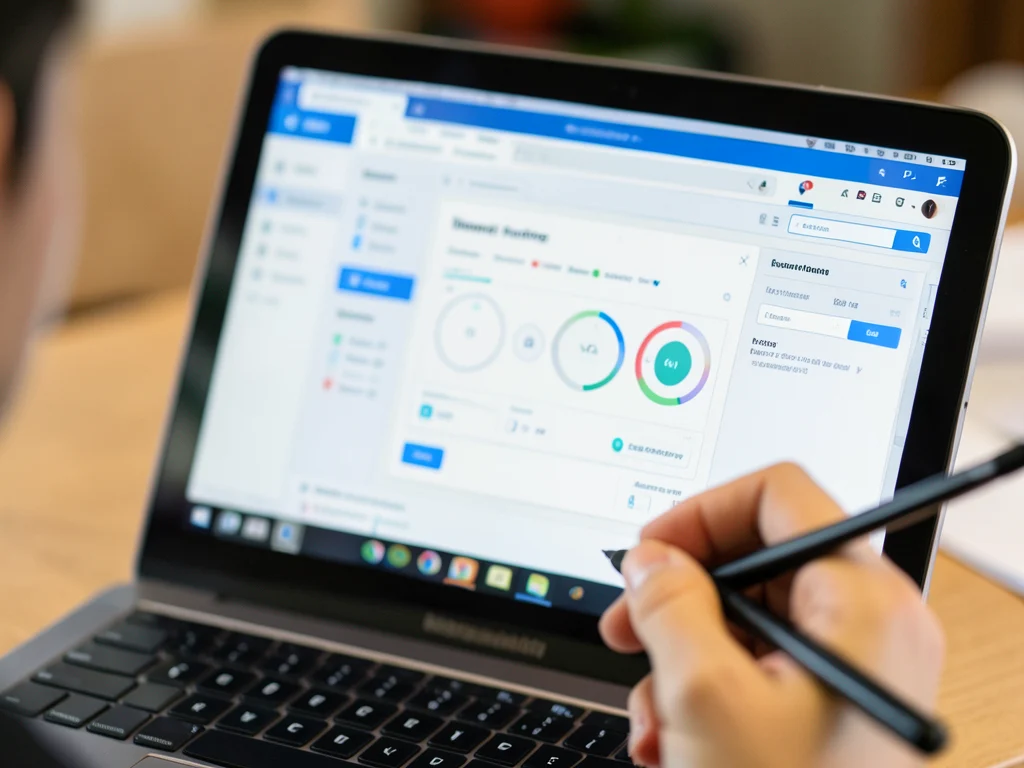 Close-up of a UI design prototype on a laptop screen.