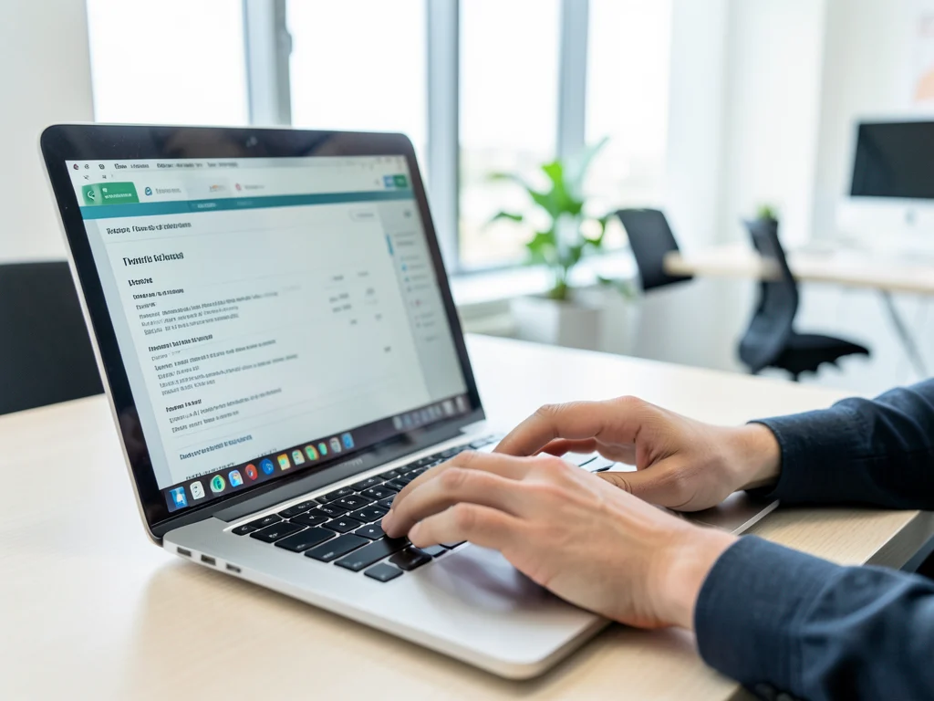 Applying for an internship: hands typing on a laptop with a resume visible.