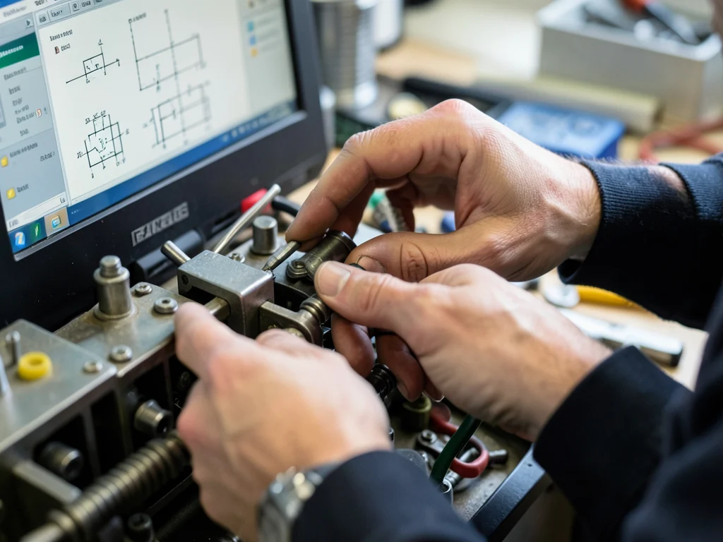 Engineer working on technical task