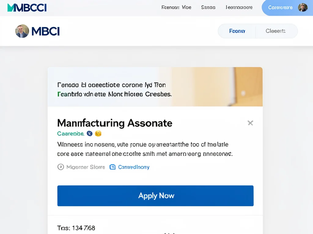 Screenshot of the MBCI careers page showing the Manufacturing Associate job application.