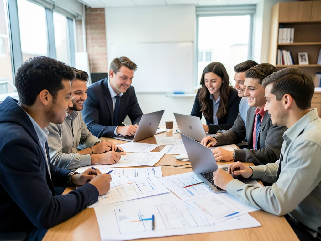 Engineering interns collaborating on a project.