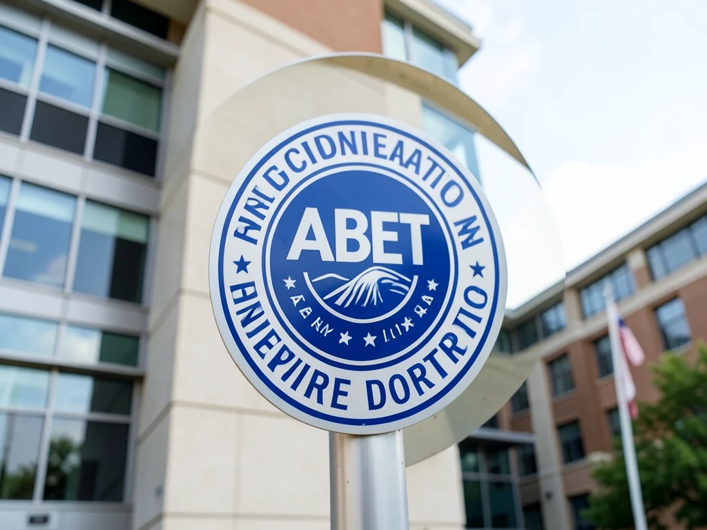 ABET accreditation seal on a university document.