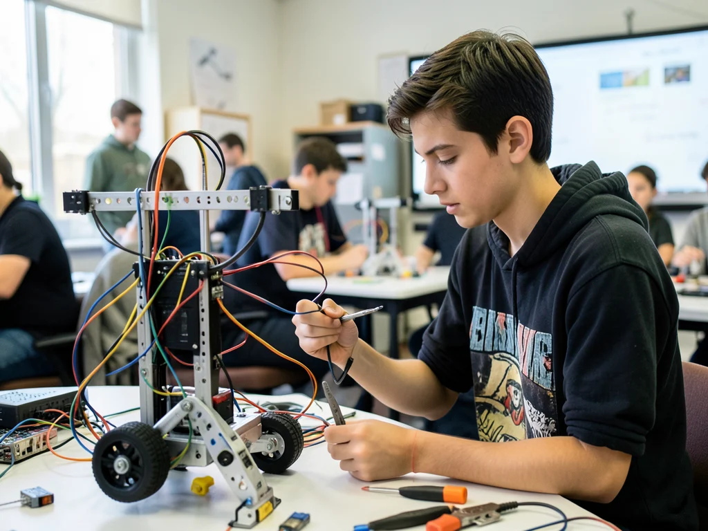 Student gaining practical experience in an engineering club.