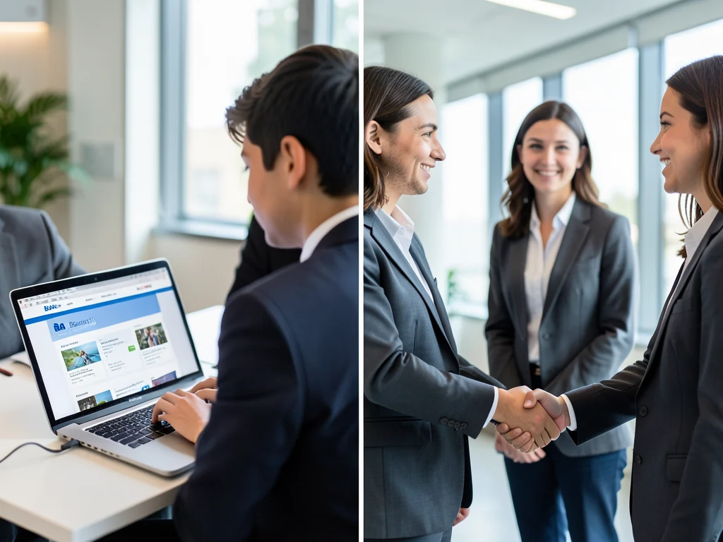 Student applying for internships and networking with professionals.