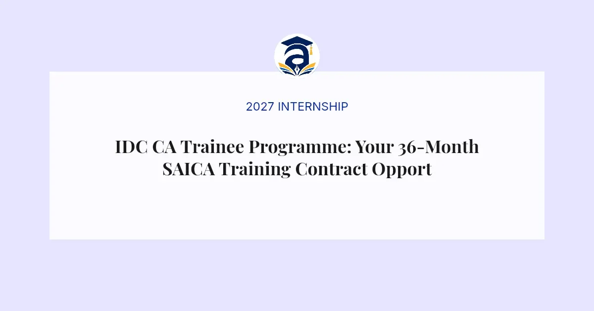 IDC CA Trainee Programme: Your 36-Month SAICA Training Contract Opportunity