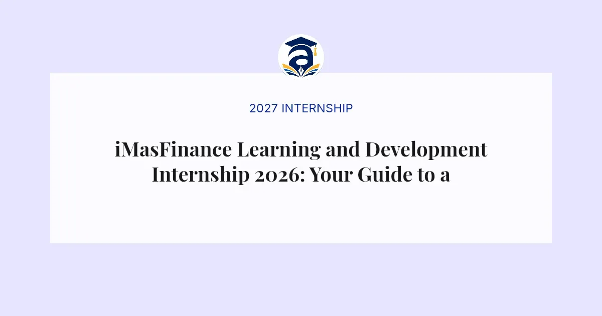 iMasFinance Learning and Development Internship 2026: Your Guide to a Career in HR