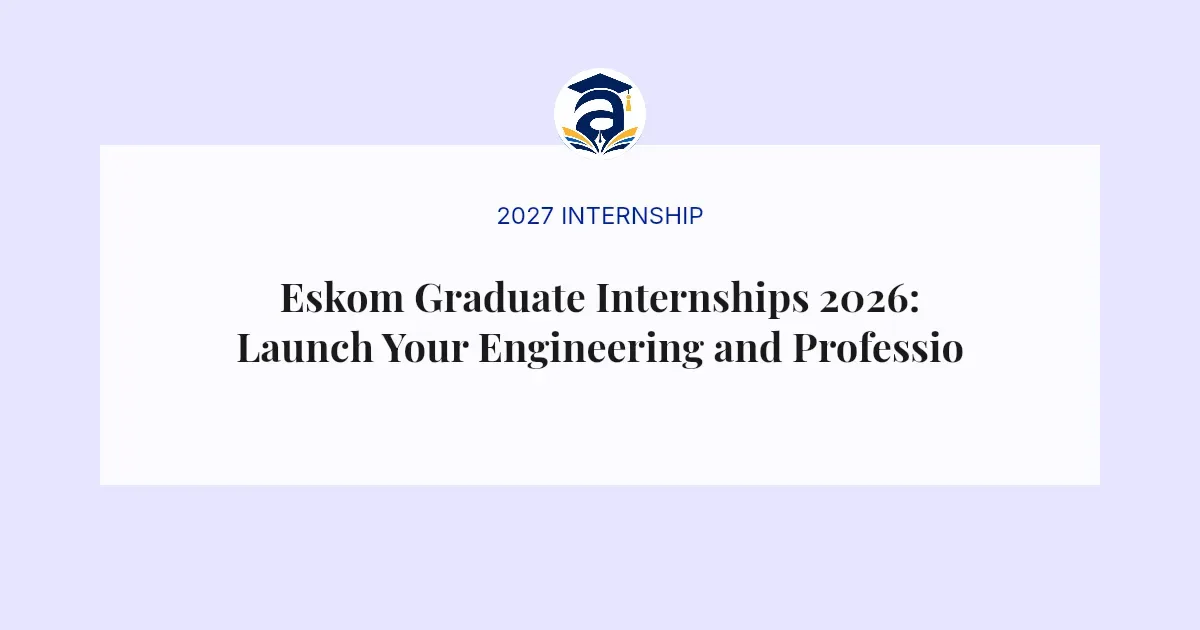 Eskom Graduate Internships 2026: Launch Your Engineering and Professional Career