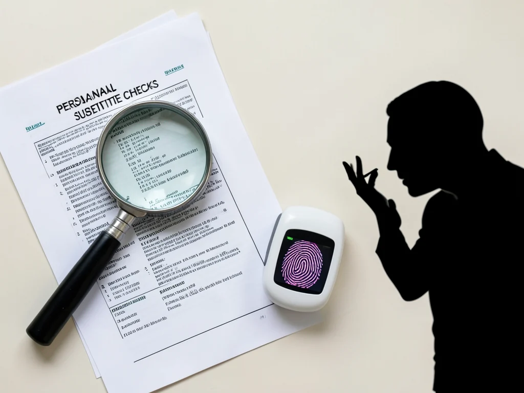 Visual representation of personnel suitability checks, including criminal record reviews and security clearance.
