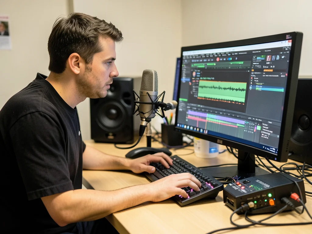 A participant gaining hands-on experience with audio production and editing software.