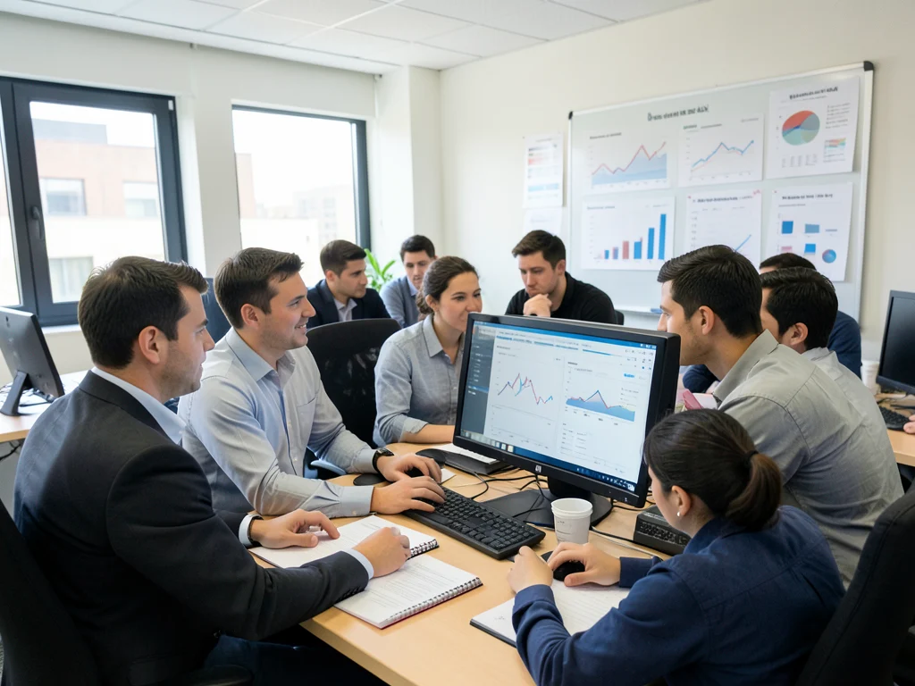 Interns collaborating on financial reports.