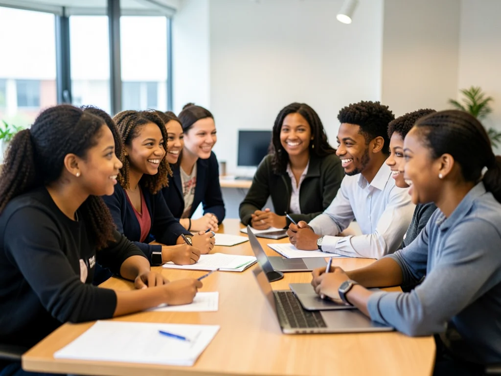 Students collaborating in a modern office setting, symbolizing the Analyze Consulting Bursary & Learnership program.