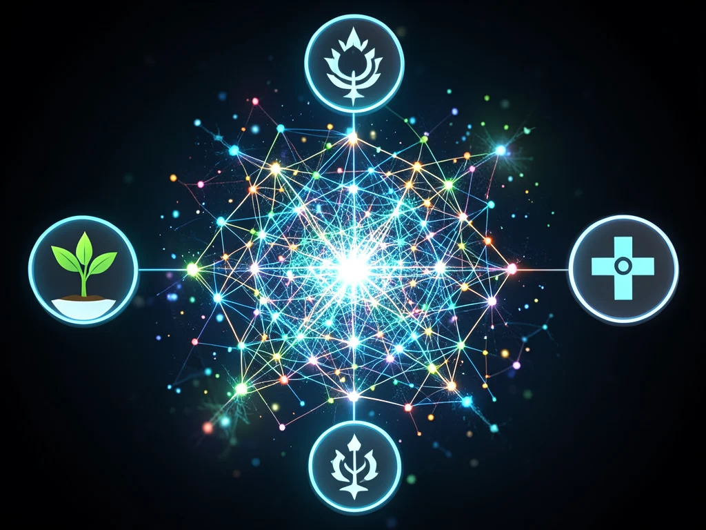 Abstract visualization of scientific innovation, originality, and potential impact.