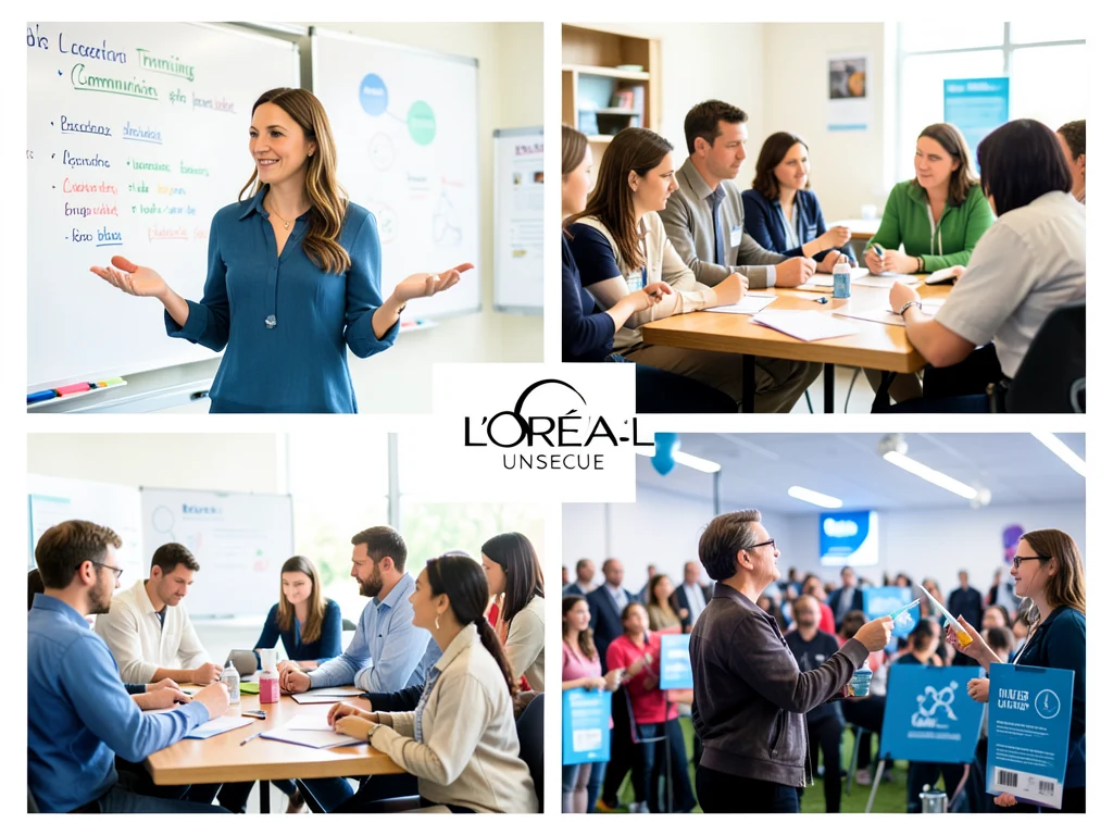 Collage depicting leadership, management, negotiation, and communication training for scientists.