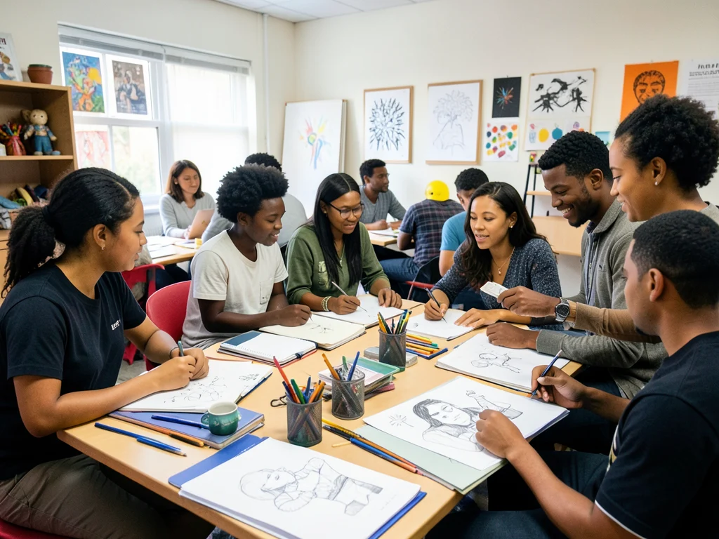 Young adults engaged in a creative workshop as part of the NYDA Young Creatives Programme.