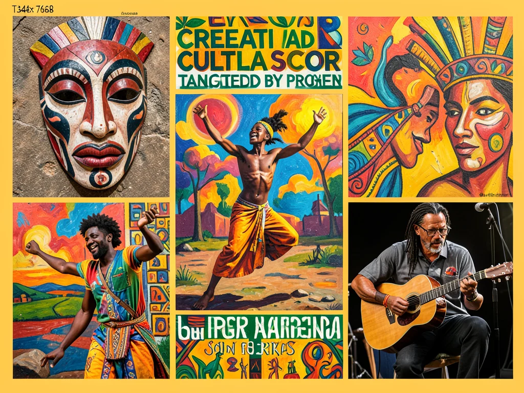 Collage of diverse South African art forms.