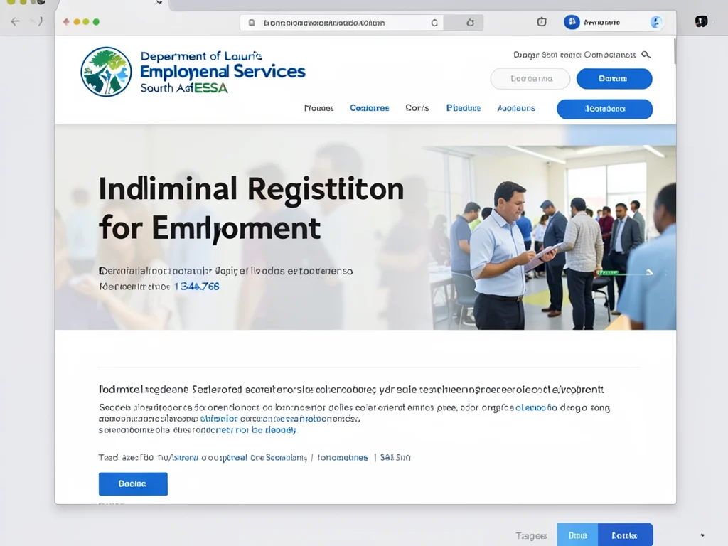 Screenshot of the ESSA website, showing the online registration process for job seekers.