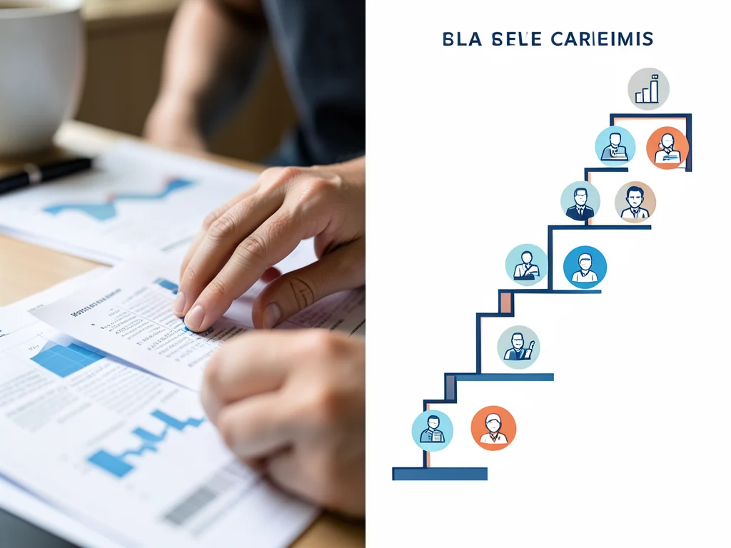 Visual representation of gaining practical experience and climbing a career ladder in the financial services industry.